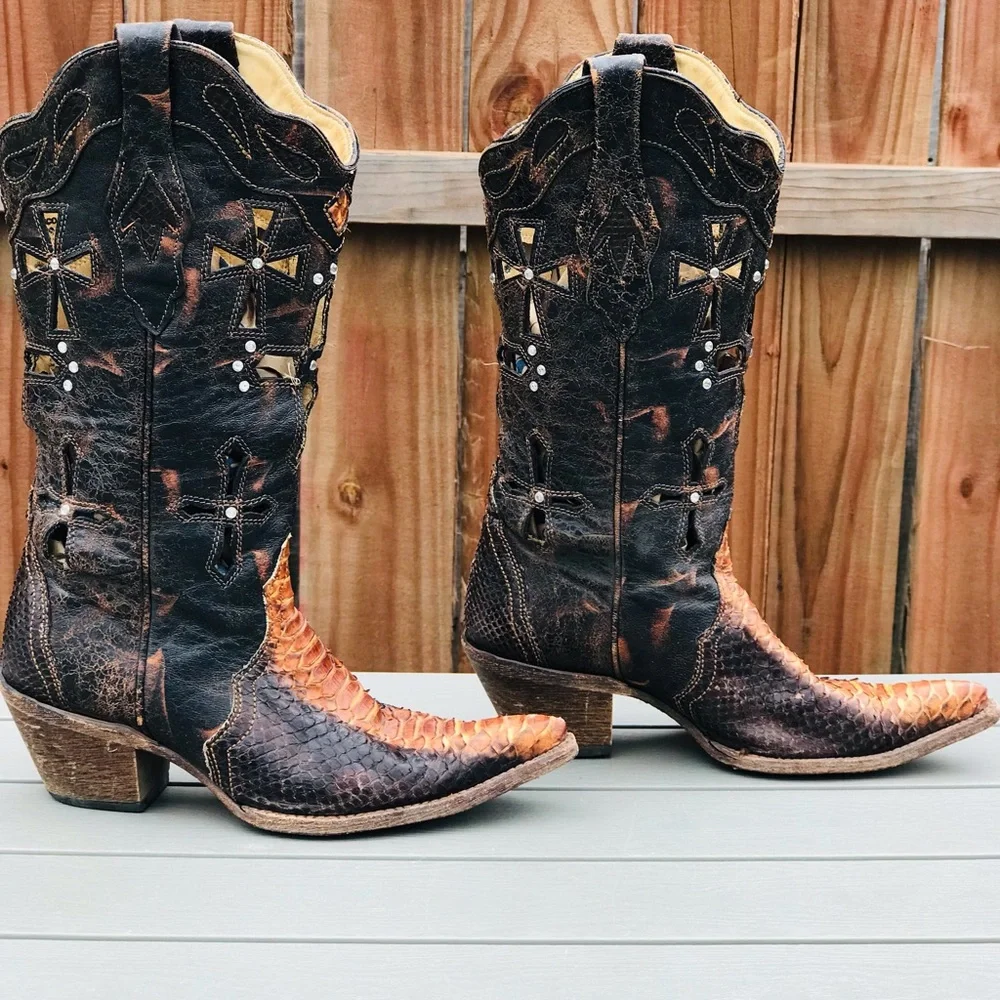 Corral  boots Python Cross cowgirl boots size 7M - Picture 6 of 16